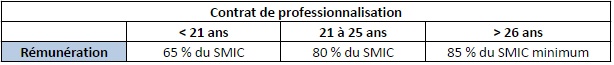 rémunération contrat professionnalisation